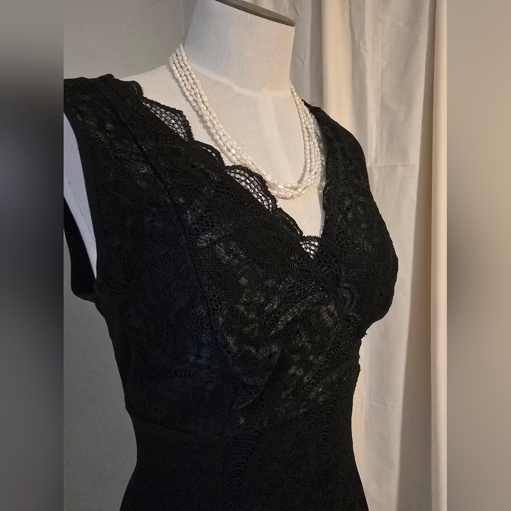 Daisy Fuentes Elegant Black Lace V-Neck Top Size - Business Casual